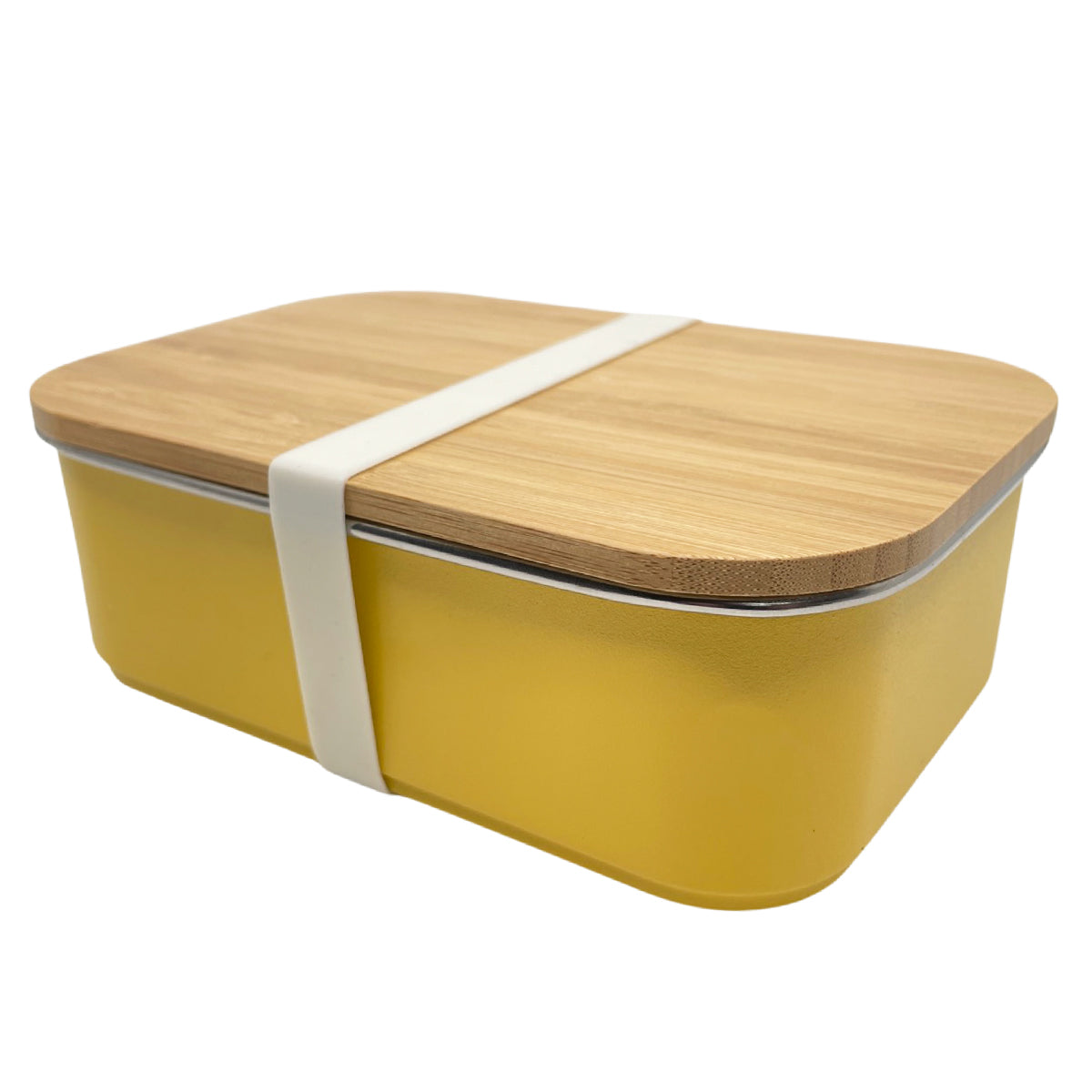 Smikkels | lunchbox geel met bamboo deksel 900ml