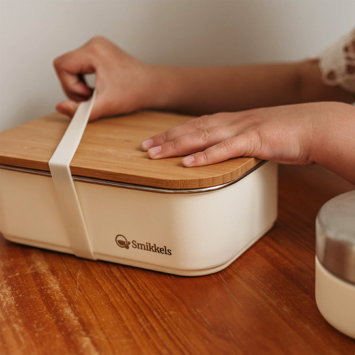 Smikkels | Lunchbox Met Bamboe Deksel Wit 900ml