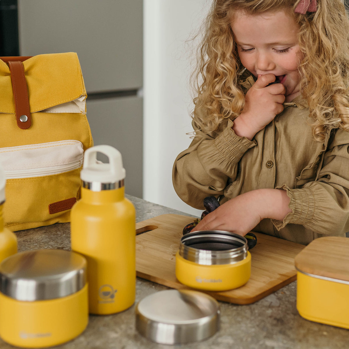 Smikkels | snackdoosje rvs geel 280ml