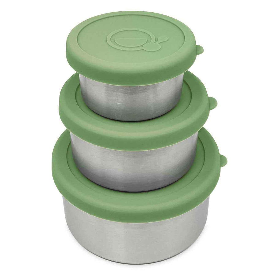 Smikkels | Stainless Steel Food Pots 110/220/400ml Green 3-pack