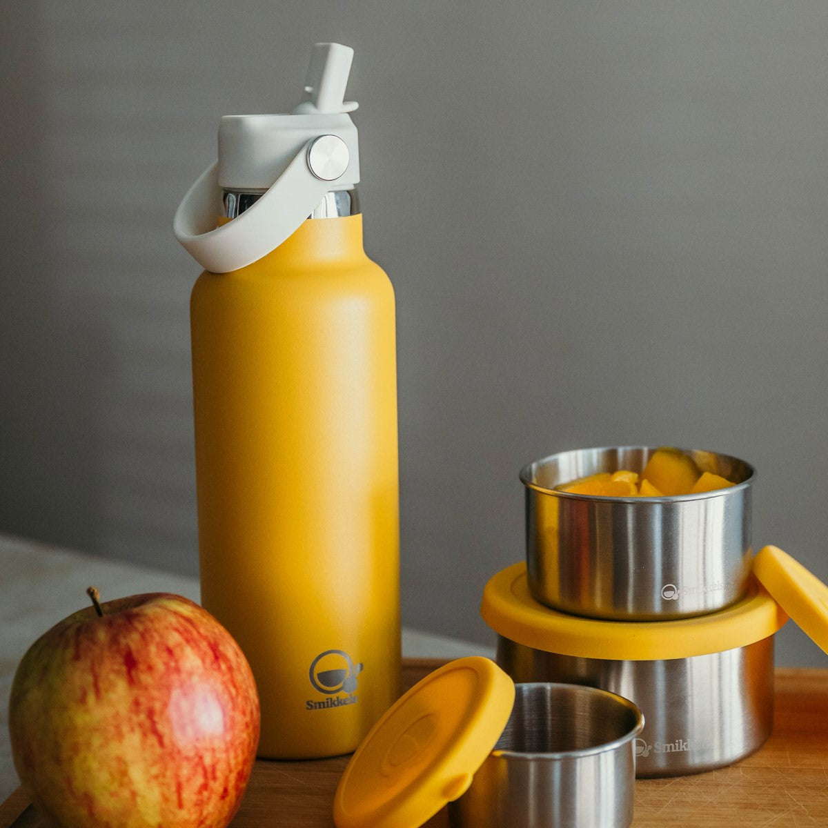 Smikkels | thermosfles rvs geel 500ml