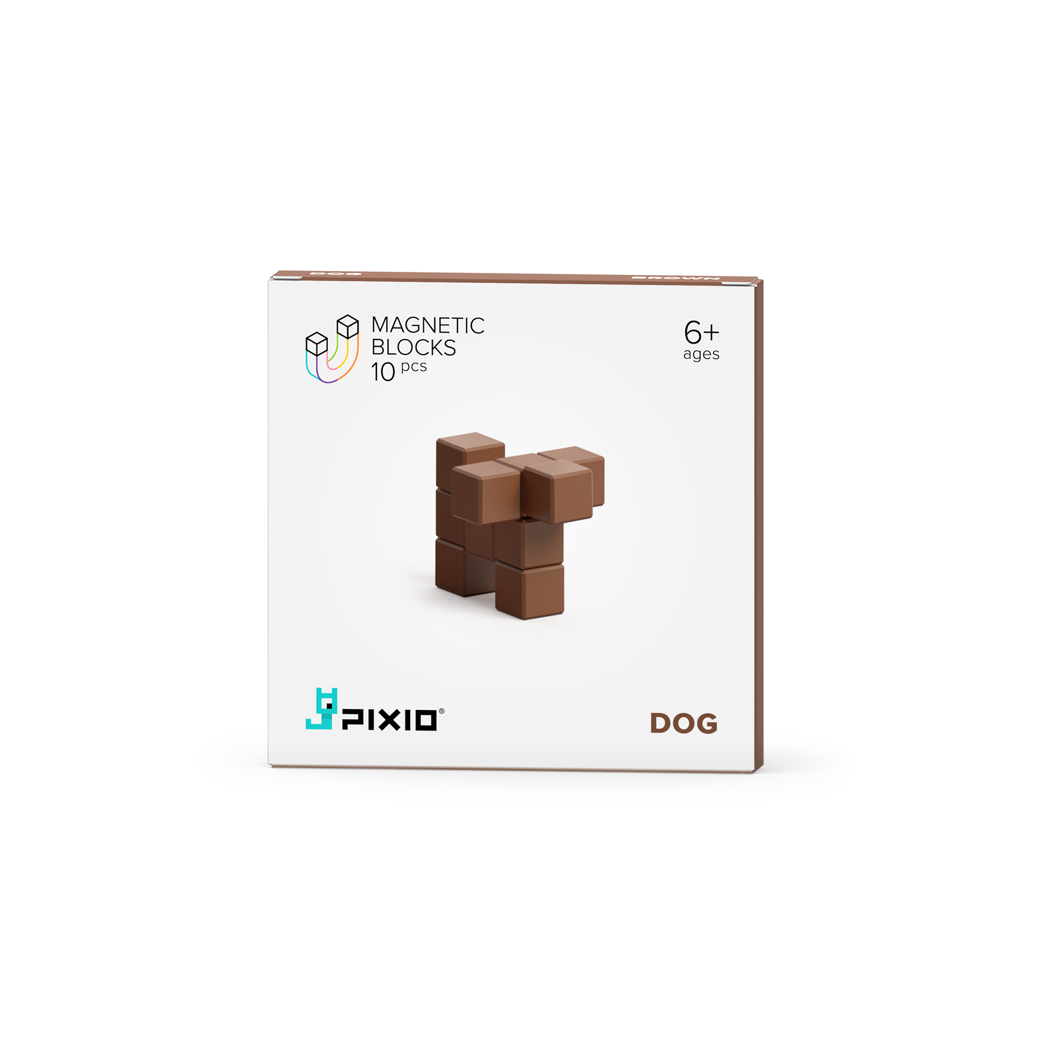 Pixio | Magnetische Blokken Color Series Brown Dog 10 Stuks
