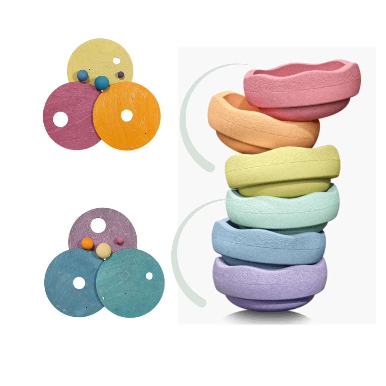 Grimm's | Grimm's x Stapelstein Rolling Discs Warm Pastel