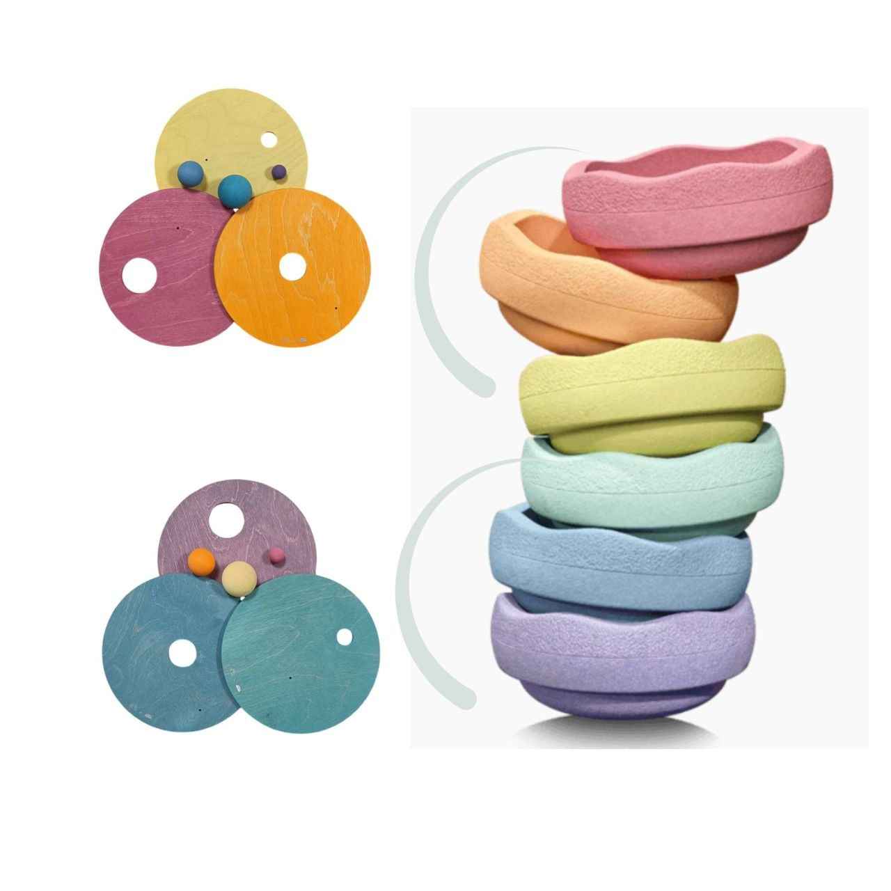 Grimm's | Grimm's x Stapelstein Rolling Discs Cool Pastel