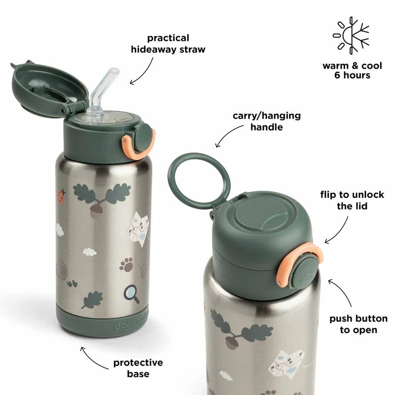 Done by Deer | rvs drinkfles tiny trails green 340ml