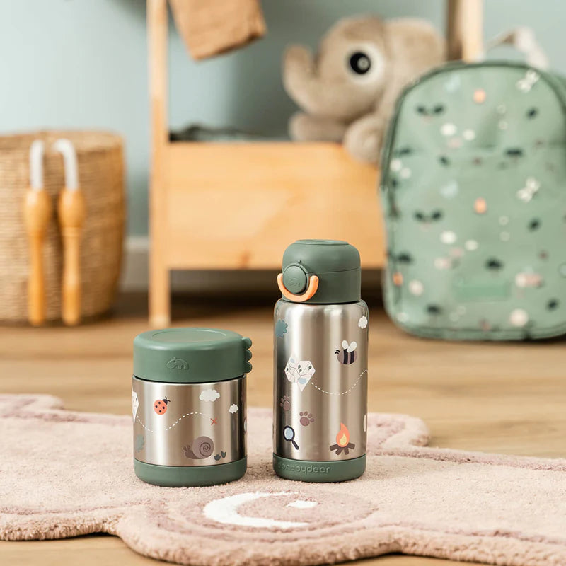 Done by Deer | rvs drinkfles tiny trails green 340ml