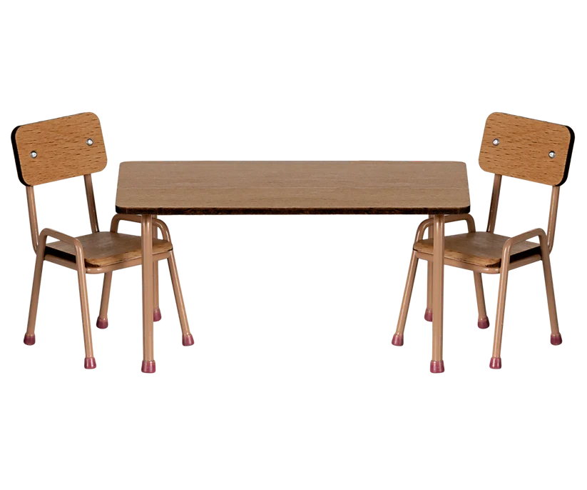 Maileg | Table and chair set, Mouse - Dark powder