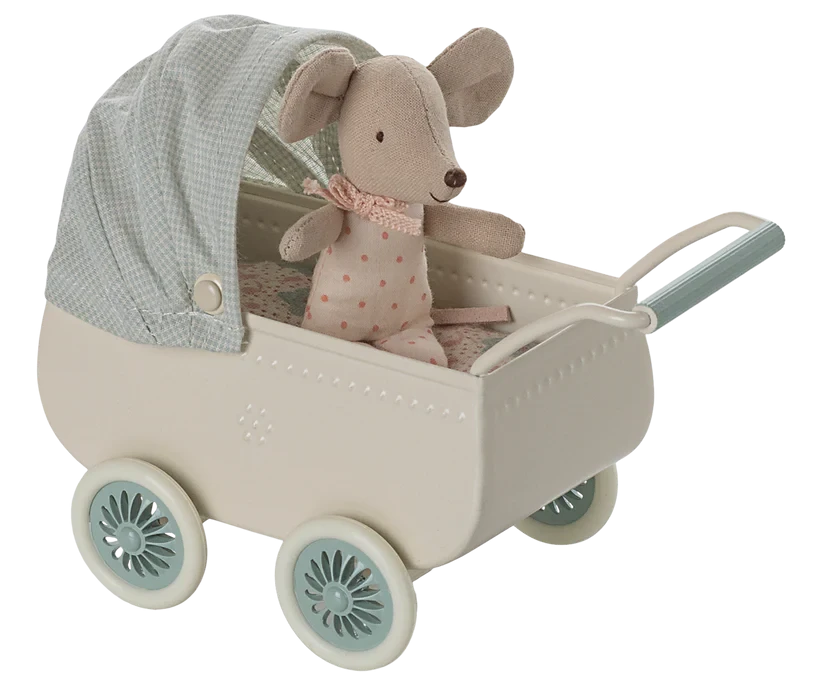 Maileg | Kinderwagen Met Babymuis - Mint