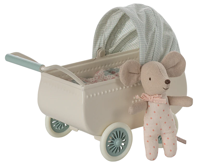 Maileg | Kinderwagen Met Babymuis - Mint