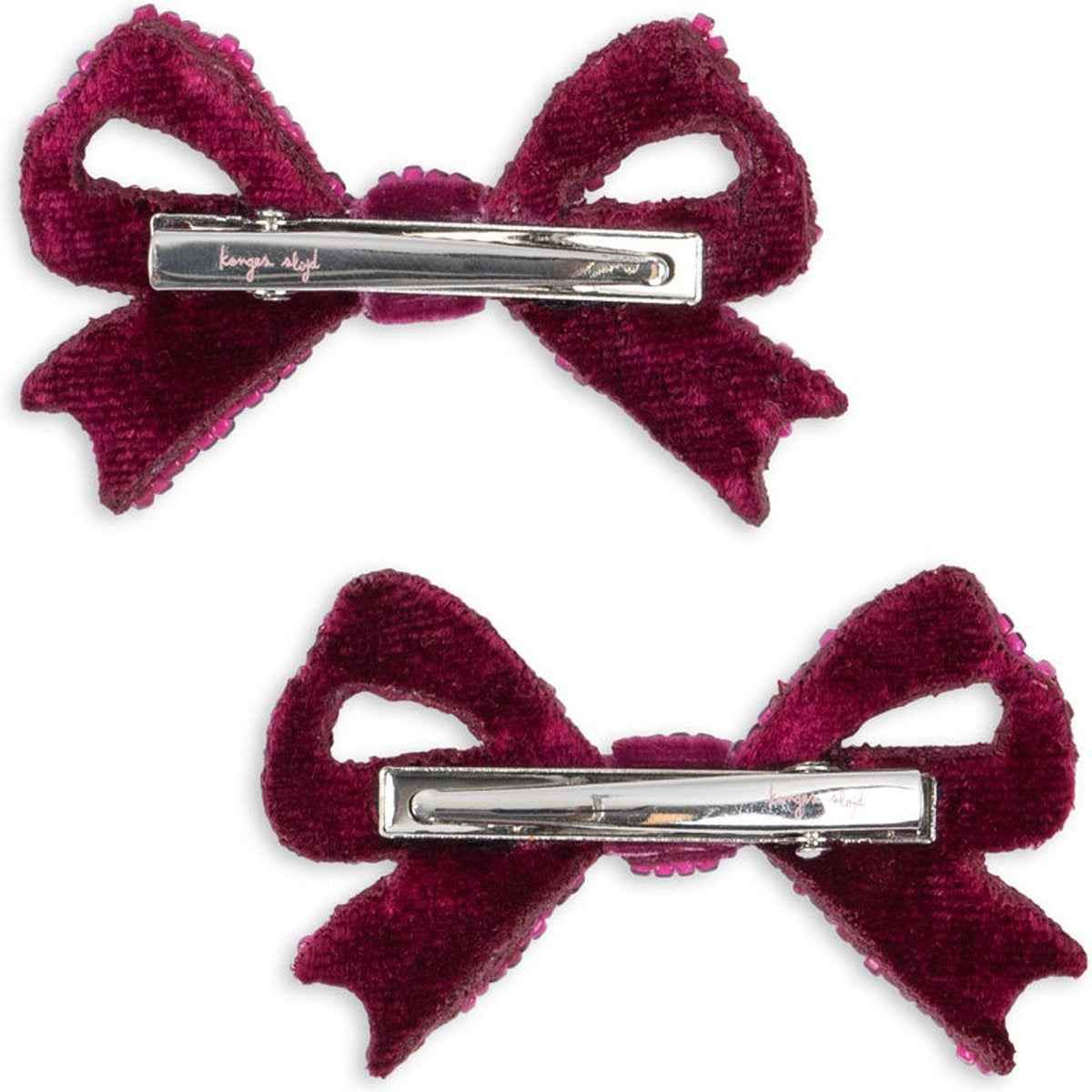Konges Slojd | Set of 2 Mother-of-Pearl Bow Hair Clips, Sangria