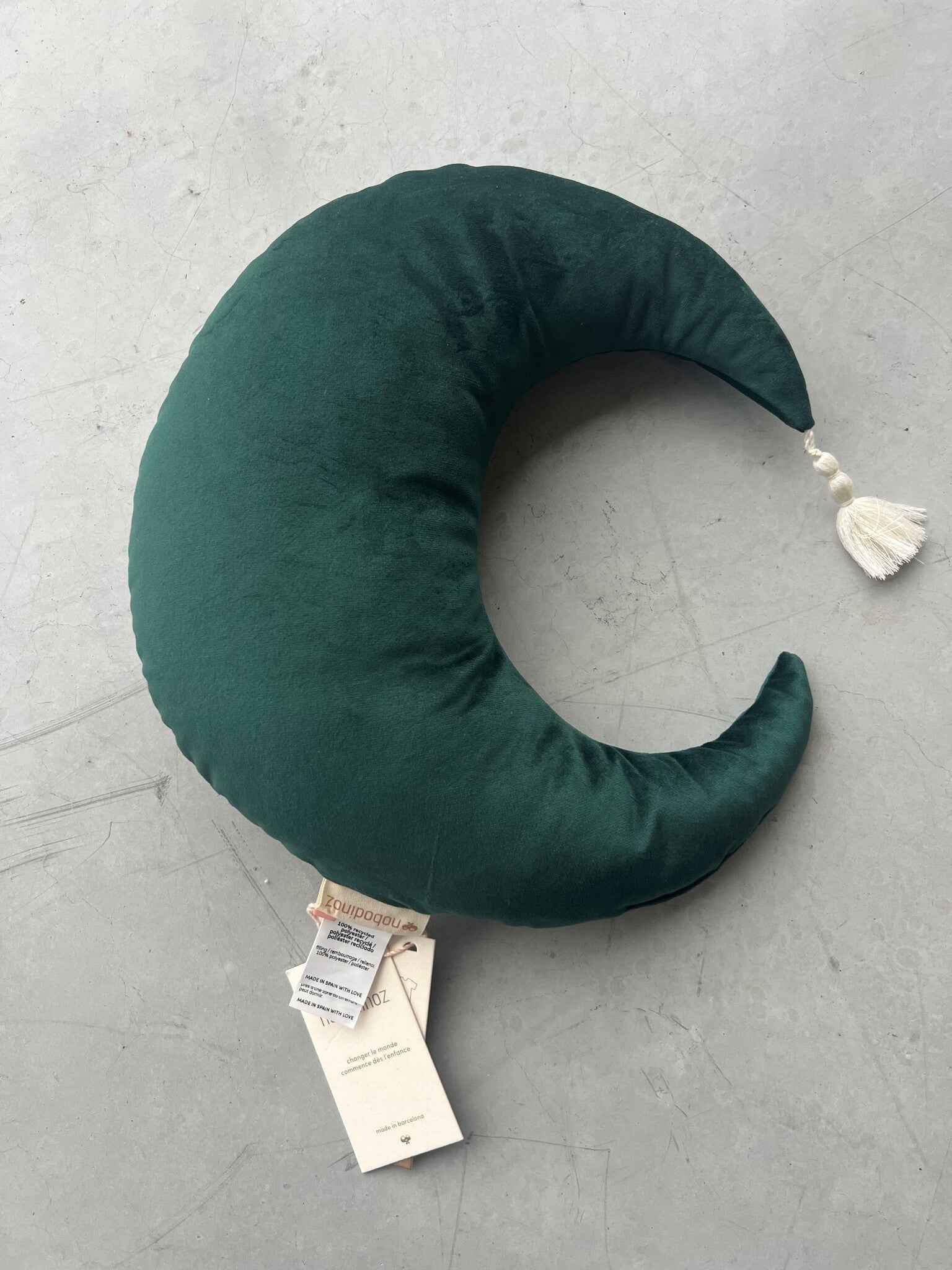 Nobodinoz | Pierrot Maan Fluweel Kussen 36x32cm Jungle Green