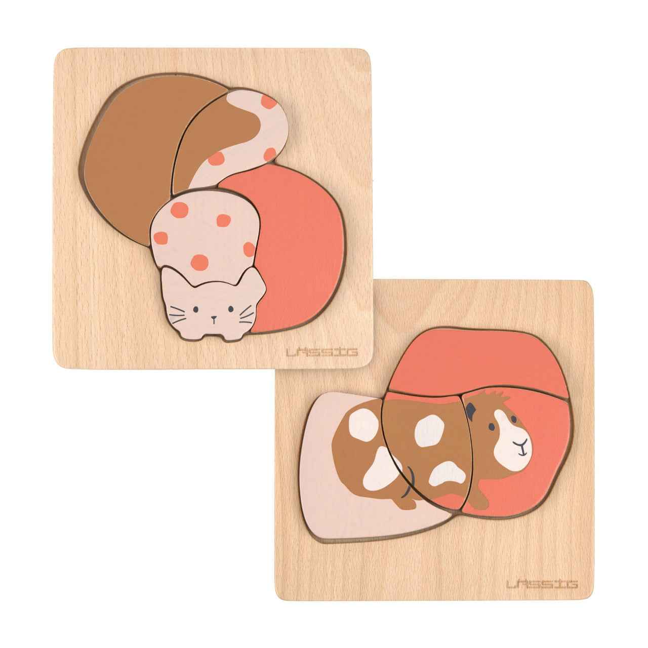 Laessig | Wooden Puzzle Set Little Mateys Cat/Guinea Pig