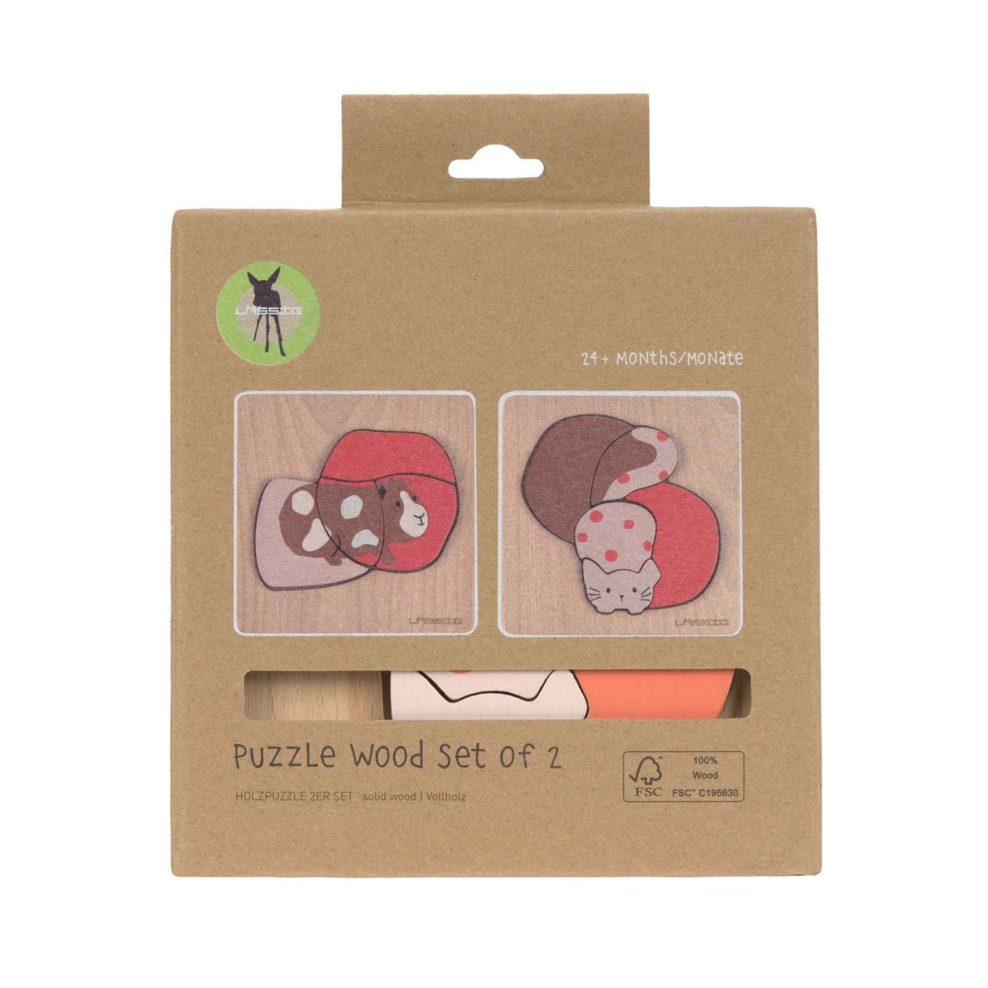 Laessig | Wooden Puzzle Set Little Mateys Cat/Guinea Pig