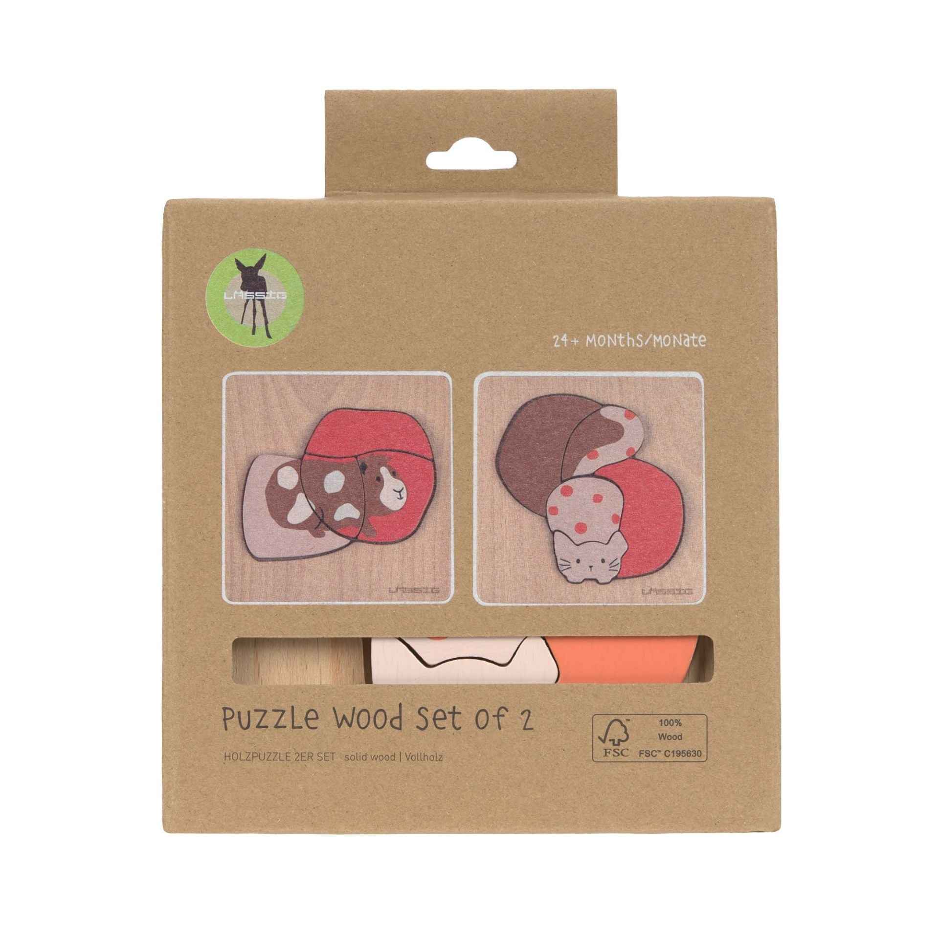 Laessig | Wooden Puzzle Set Little Mateys Cat/Guinea Pig