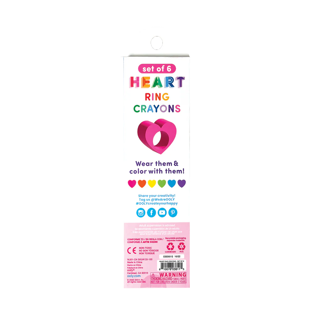 Ooly | Heart Ring Krijtjes Set Van 6