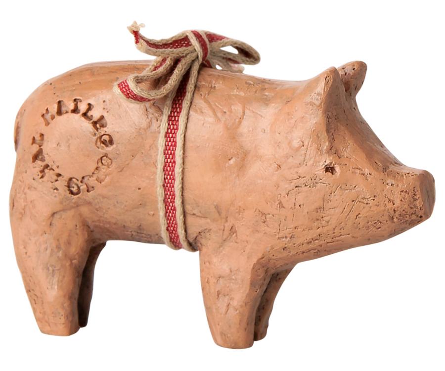 Maileg pig with ribbon small - poppen accessoires
