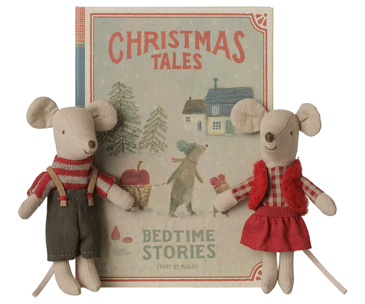 Maileg | christmas twin mice little sister and brother in book