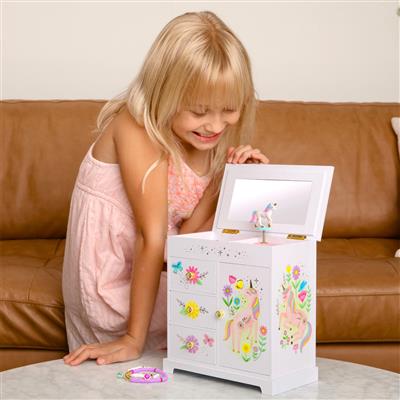 Giggle & Honey | Musical Jewelry Box - Floral Unicorn - Walz Of The Flowers