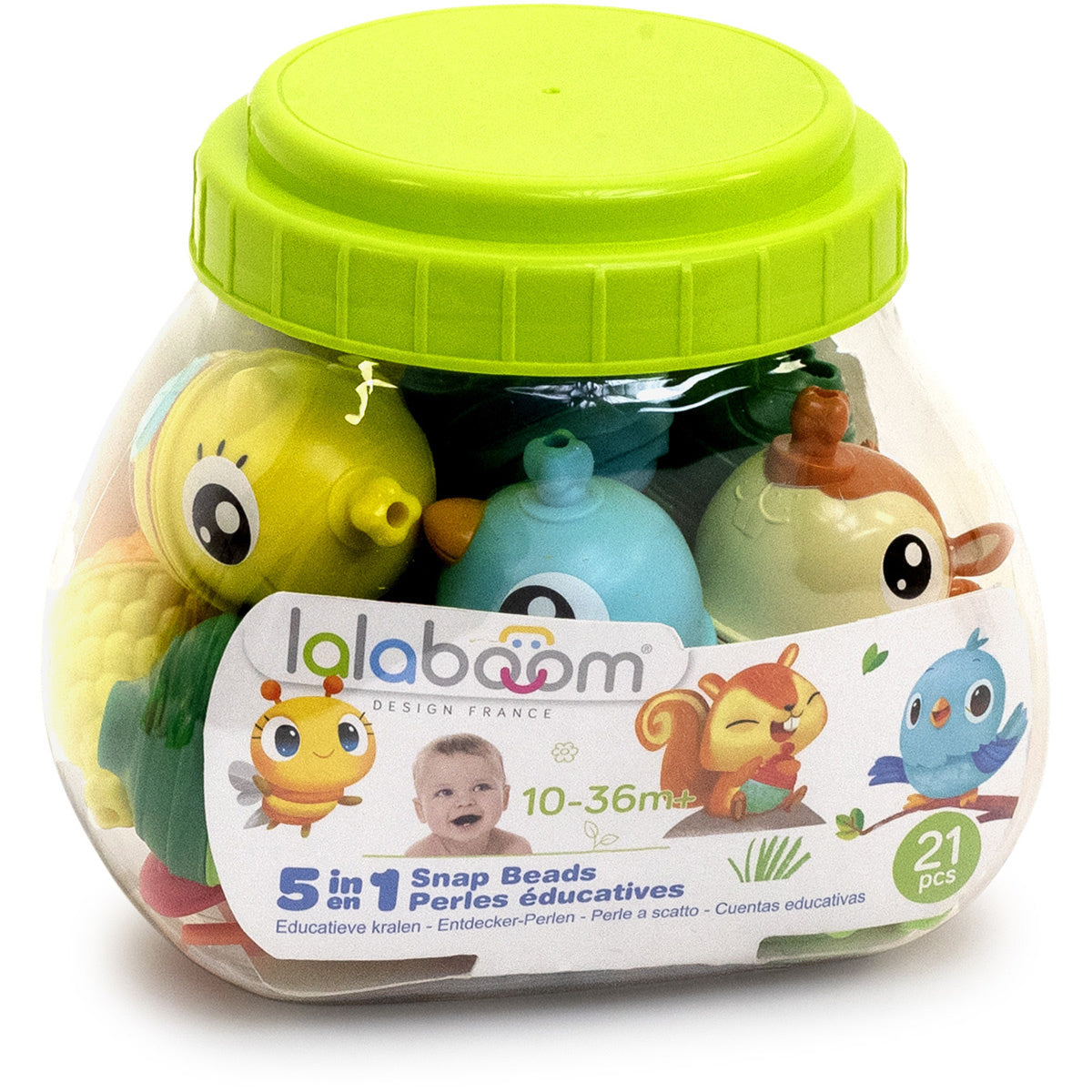 Lalaboom | Educatieve Kralen Met 3 Dieren 21 Stuks