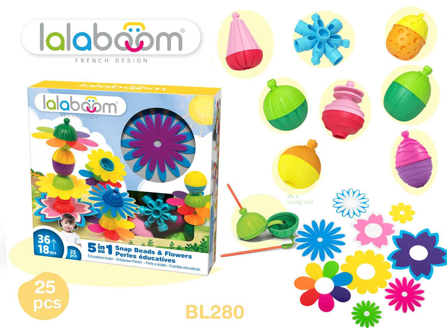 Lalaboom | Bead Set with Flowers, 25 Pieces