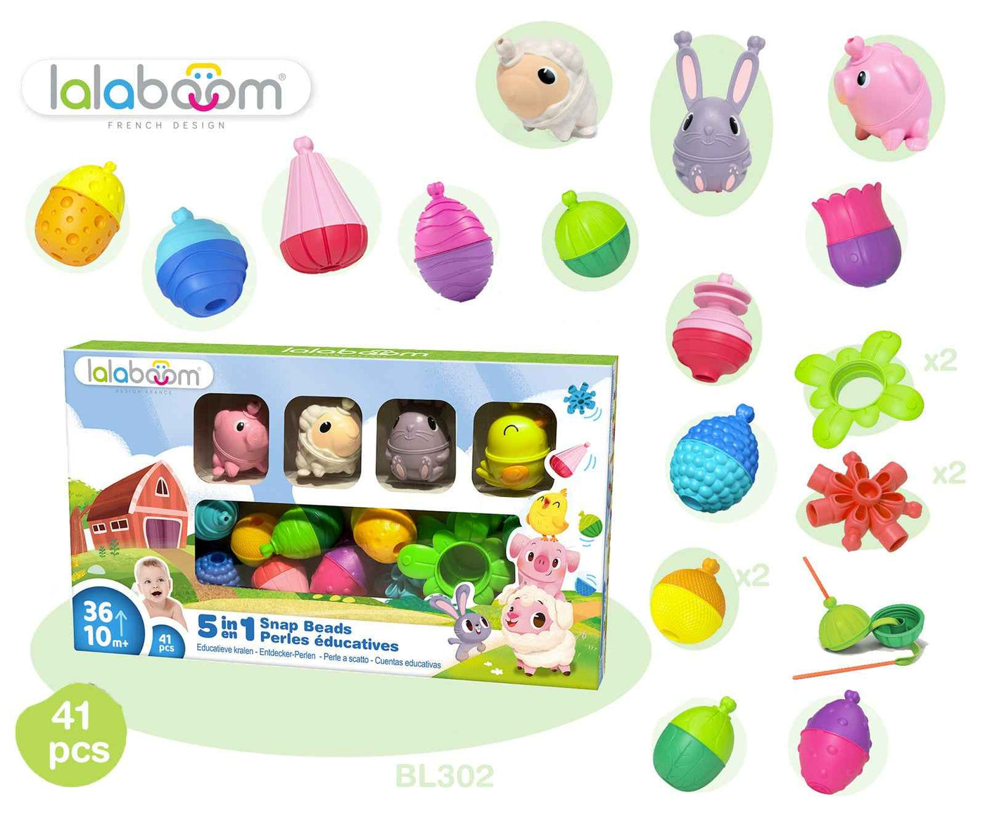 Lalaboom | Farm 4 Animals 41 Pieces