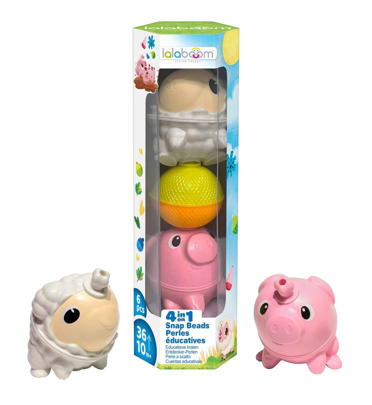 Lalaboom | Animal Set: Sheep and Pig, 6 Pieces