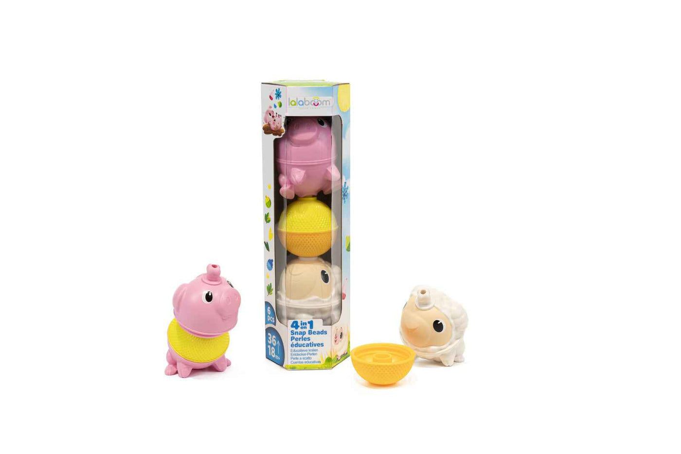 Lalaboom | 6-Piece Sheep and Pig Animal Set