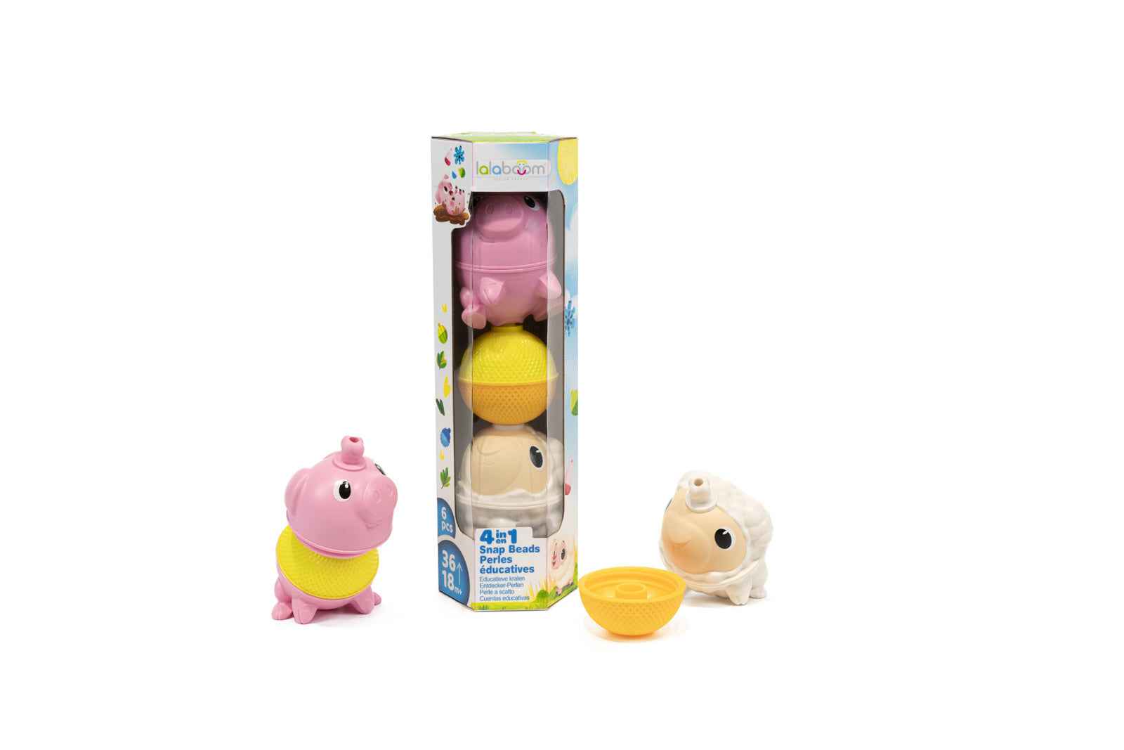 Lalaboom | 6-Piece Sheep and Pig Animal Set
