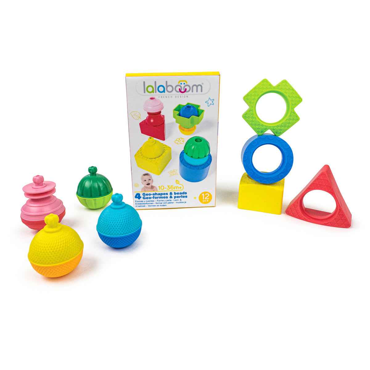Lalaboom | Shapes and Educational Beads, 12 Pieces