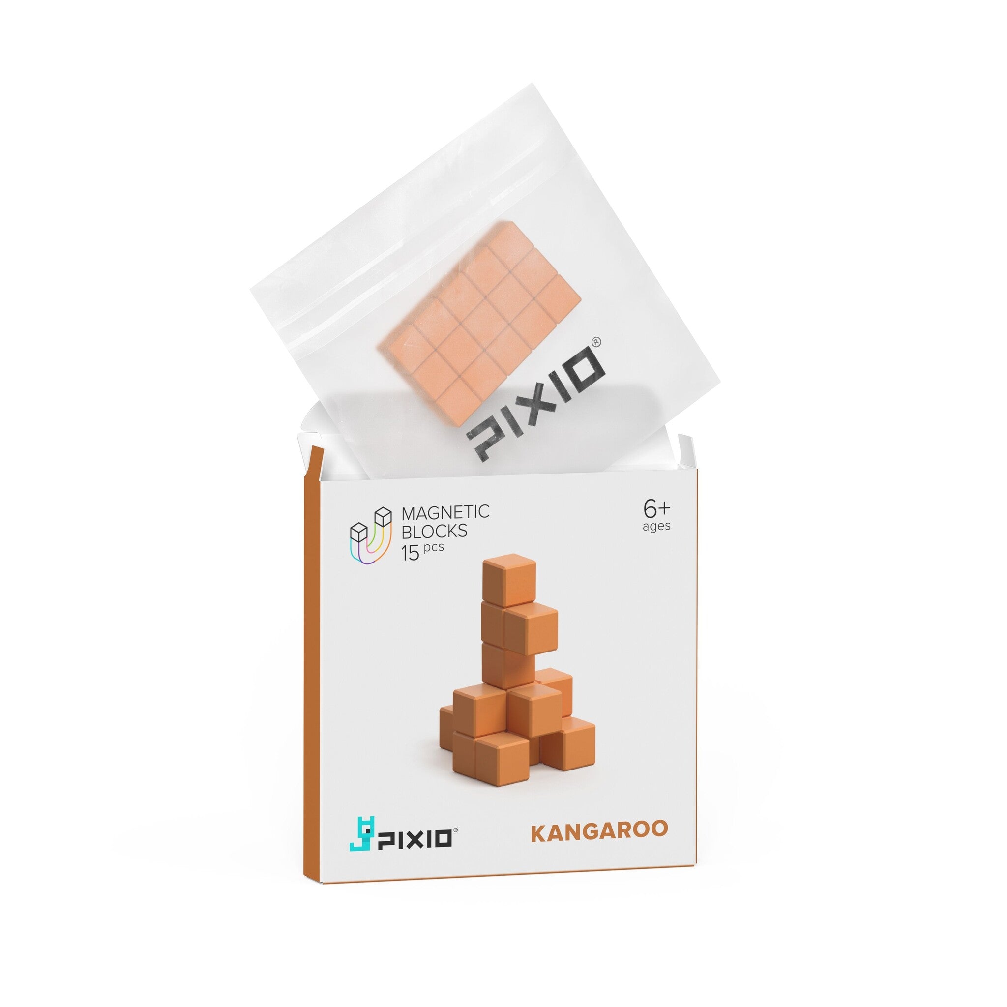 Pixio | Magnetische Blokken Color Series Light Brown Kangaroo 15 Stuks
