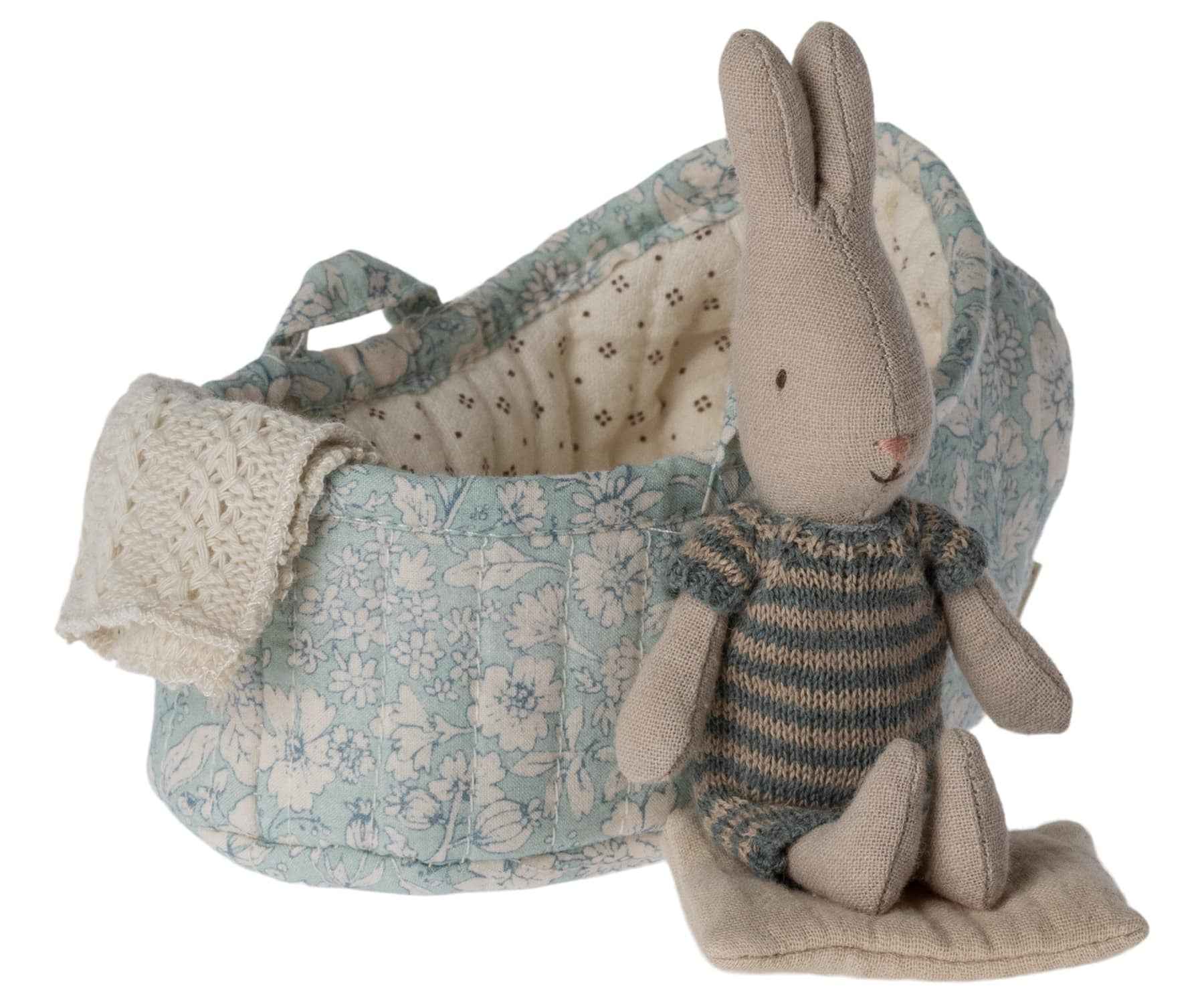 Maileg | Rabbit in Carrier Basket - Blue - Dark Blue