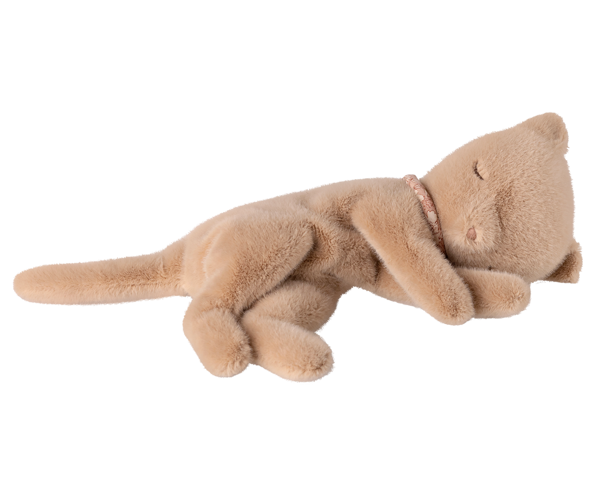Maileg | Small Sleeping Kitten Plush Toy, Cream Peach