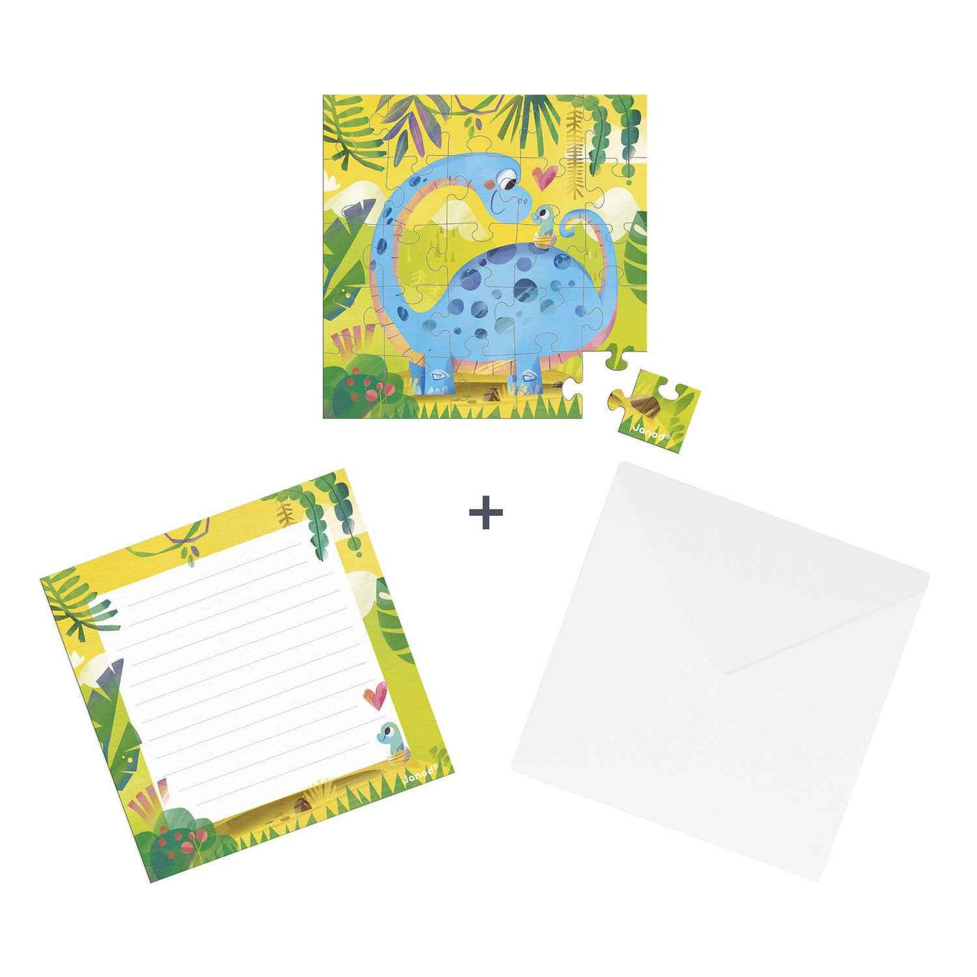 Janod | Birthday Puzzle Card Dino Mama Baby
