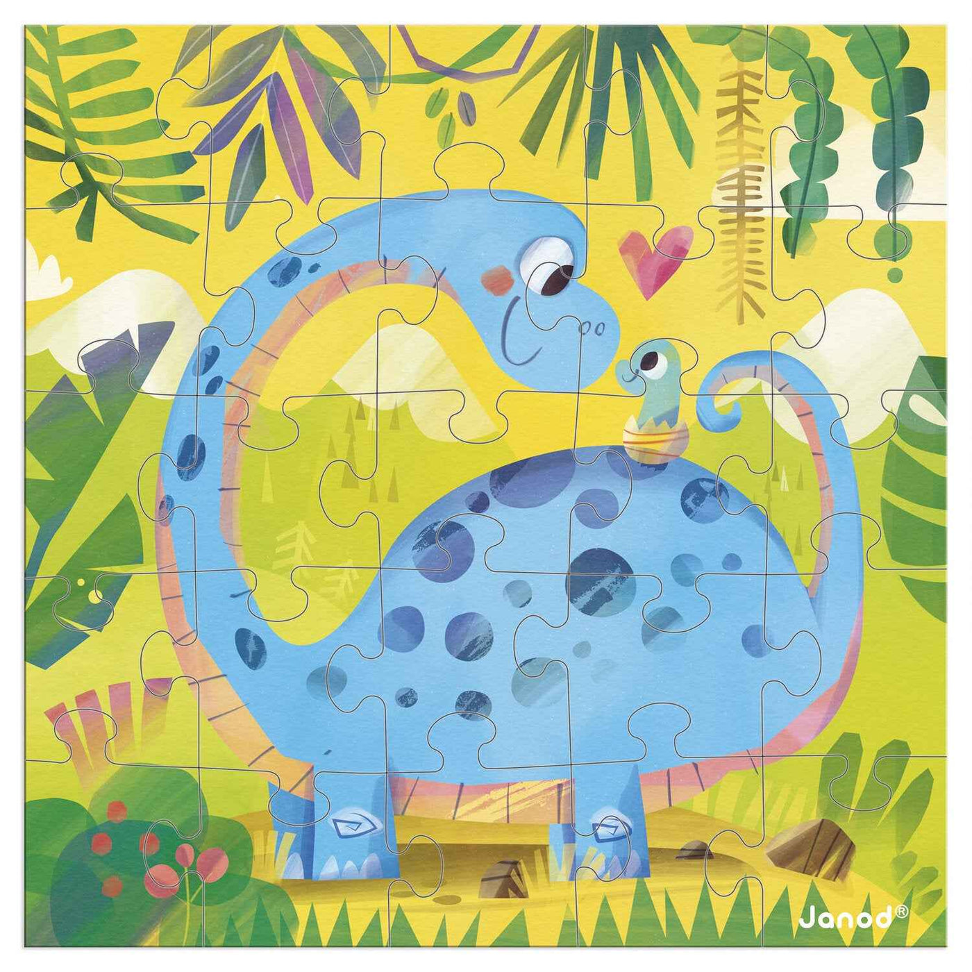 Janod | Birthday Puzzle Card Dino Mama Baby