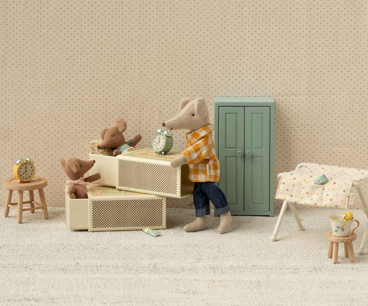 Maileg | Sleepy Waking Baby Mouse in Pink Matchbox
