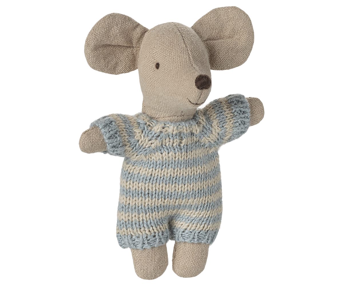 Maileg | Baby Muis In Draagmandje Blauw