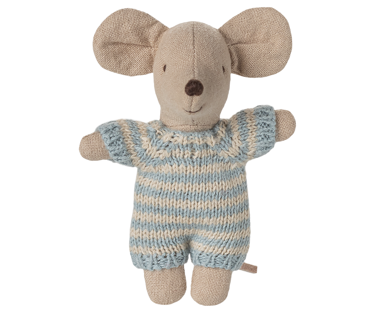 Maileg | Baby Muis In Draagmandje Blauw