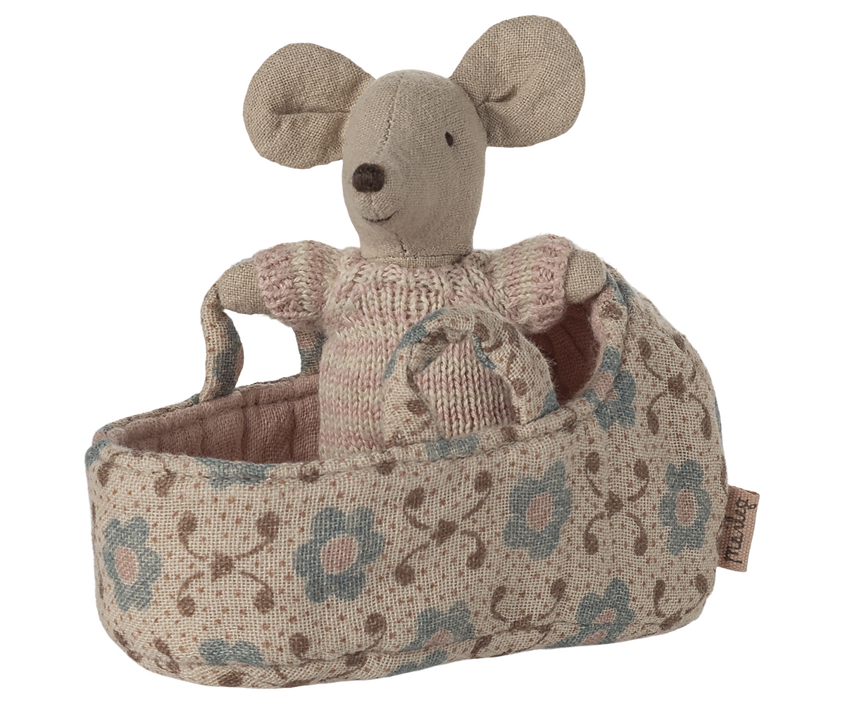 Maileg | Baby Muis In Draagmandje Rose