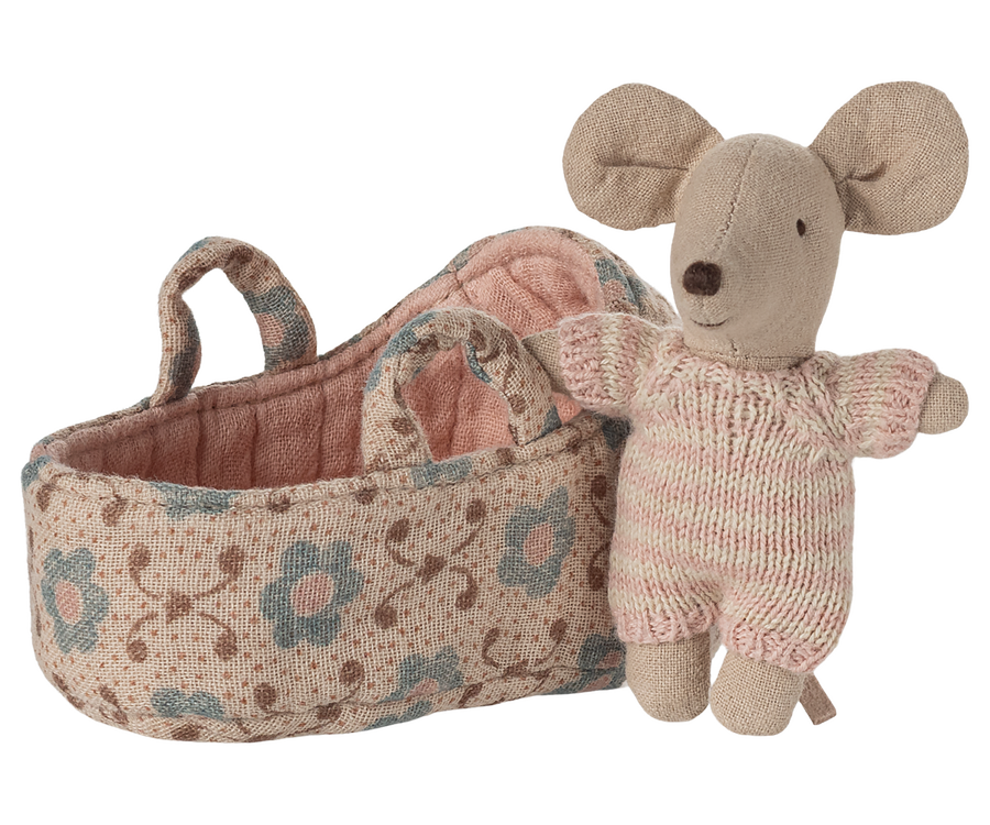 Maileg | Baby Muis In Draagmandje Rose