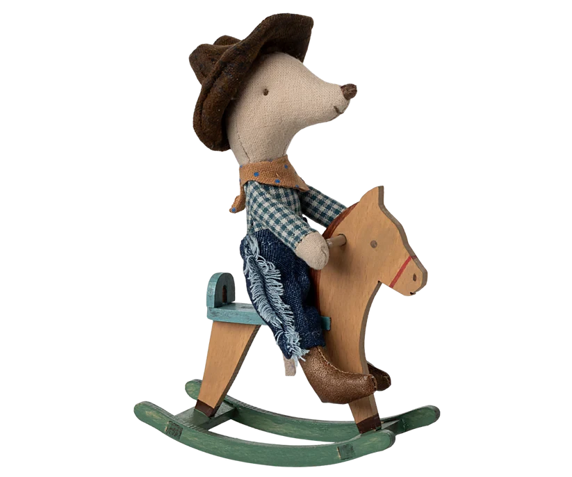 Maileg | Cowboy Mouse on Hobby Horse, Little Brother
