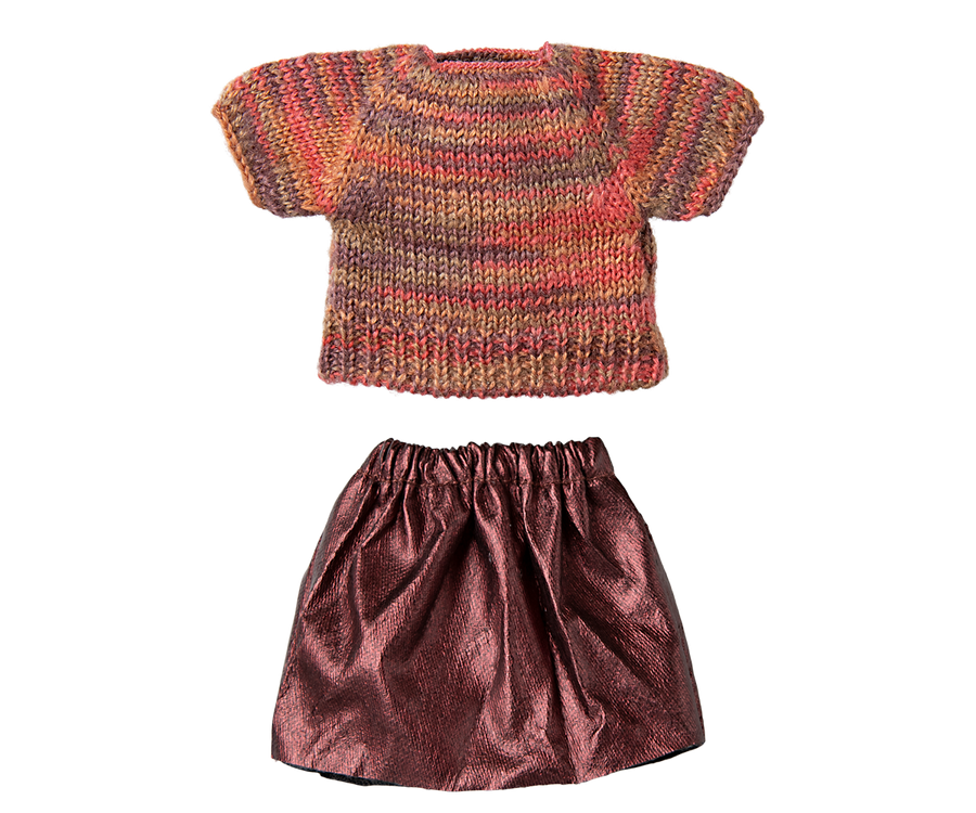 Maileg skirt and knitted blouse mum mouse - poppen accessoires