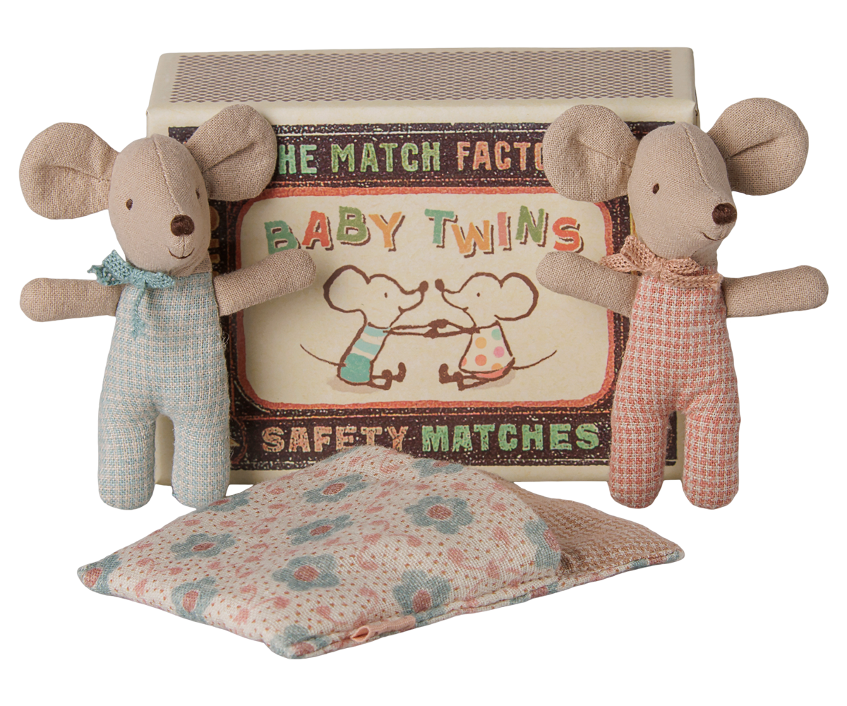 Maileg | baby tweelingmuis in lucifer doosje checker