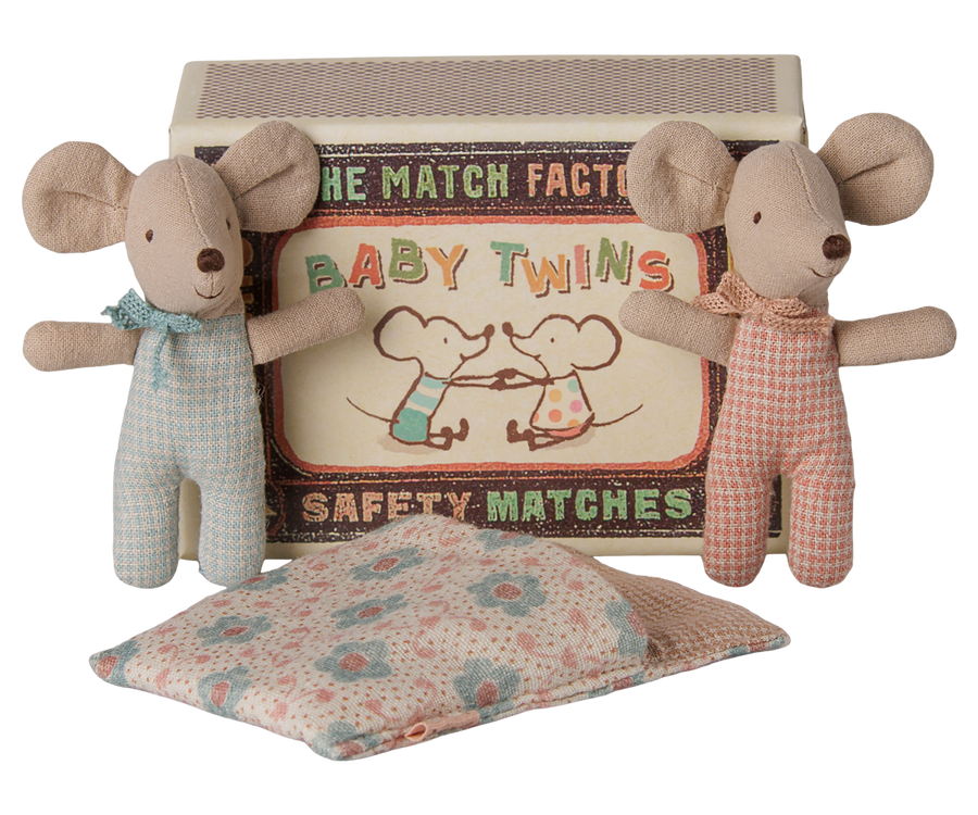 Maileg | baby tweelingmuis in lucifer doosje checker