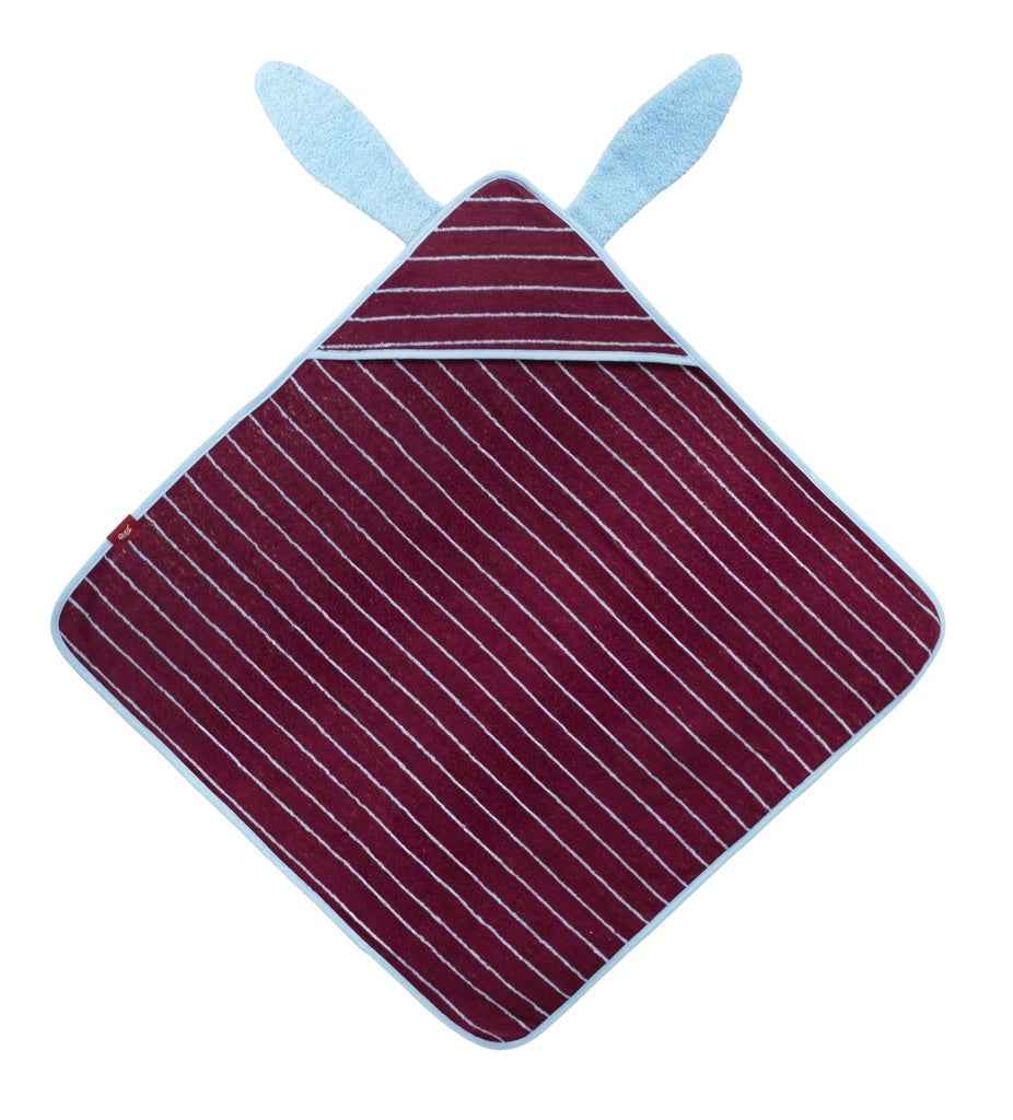Quut | Cotton Bath Cape (75 x 75 cm) Bunny Burgundy