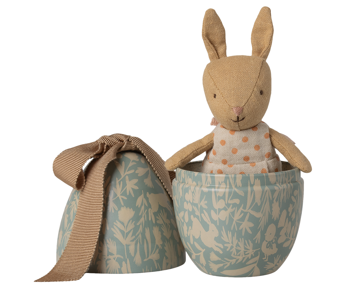 Maileg | Small Blue Fabric Easter Egg With Tiny Micro Bunny