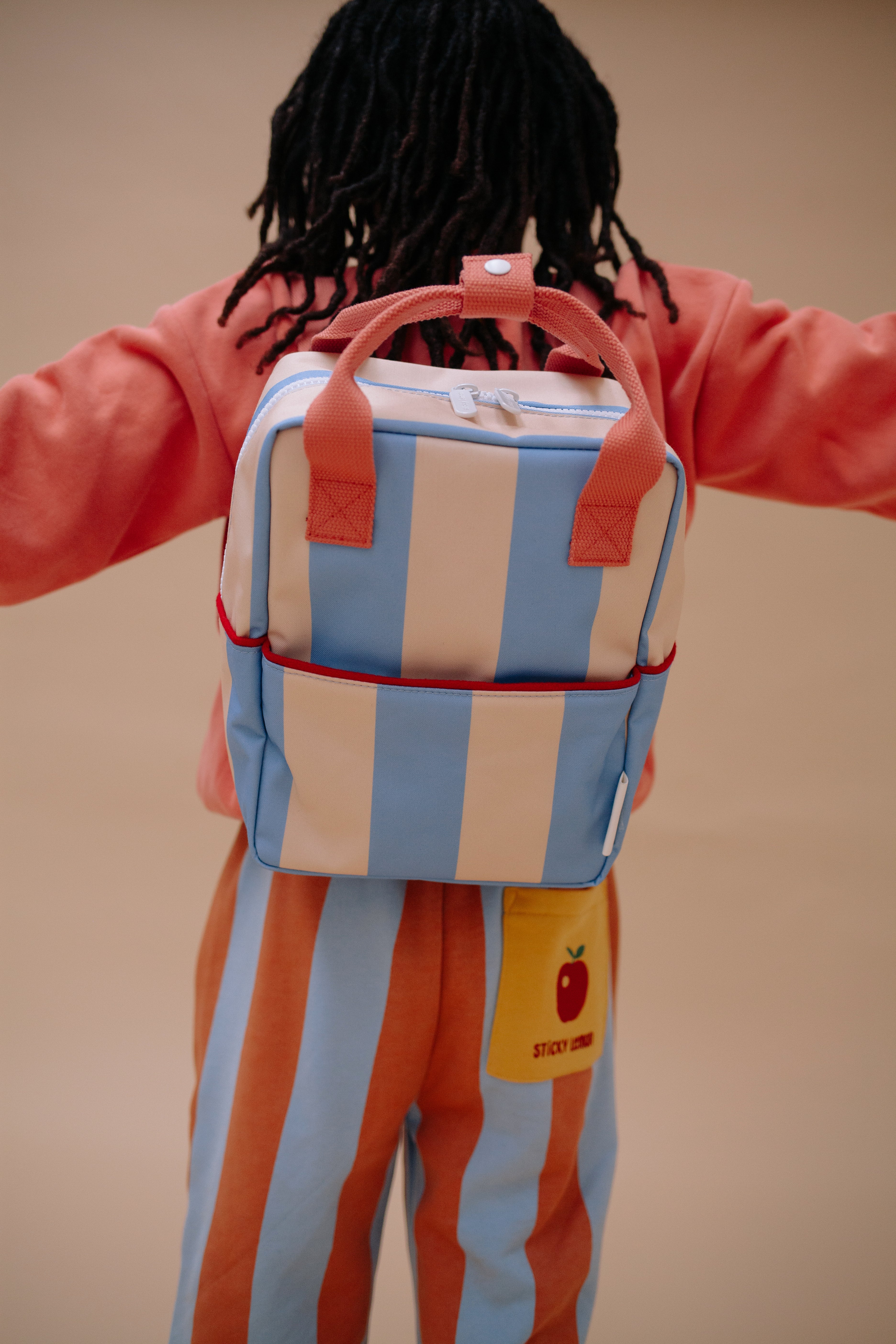 Sticky Lemon | backpack small lemon tree stripes cloud blue + twiggy beige