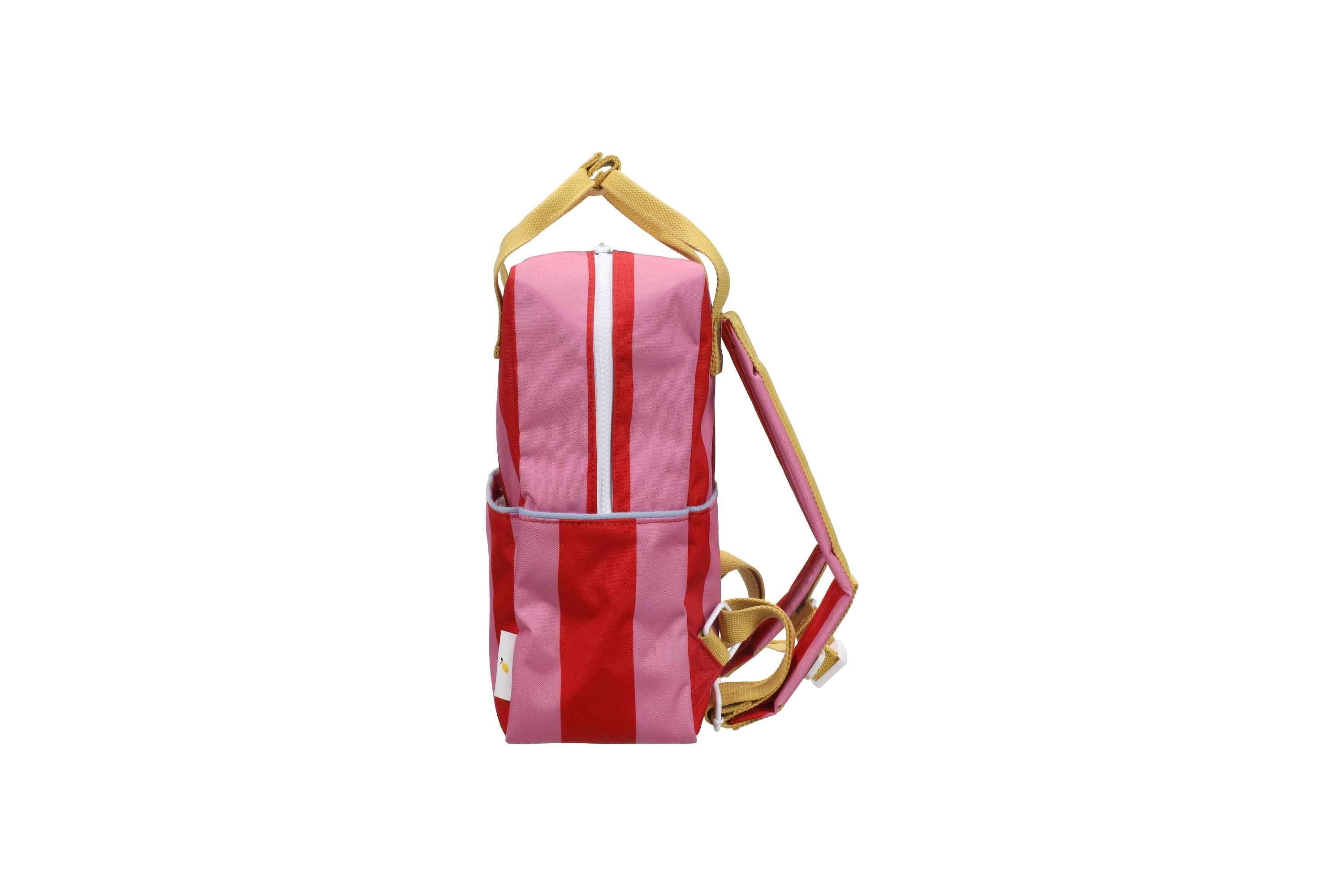 Sticky Lemon | backpack medium lemon tree stripes red apple + rosebay pink