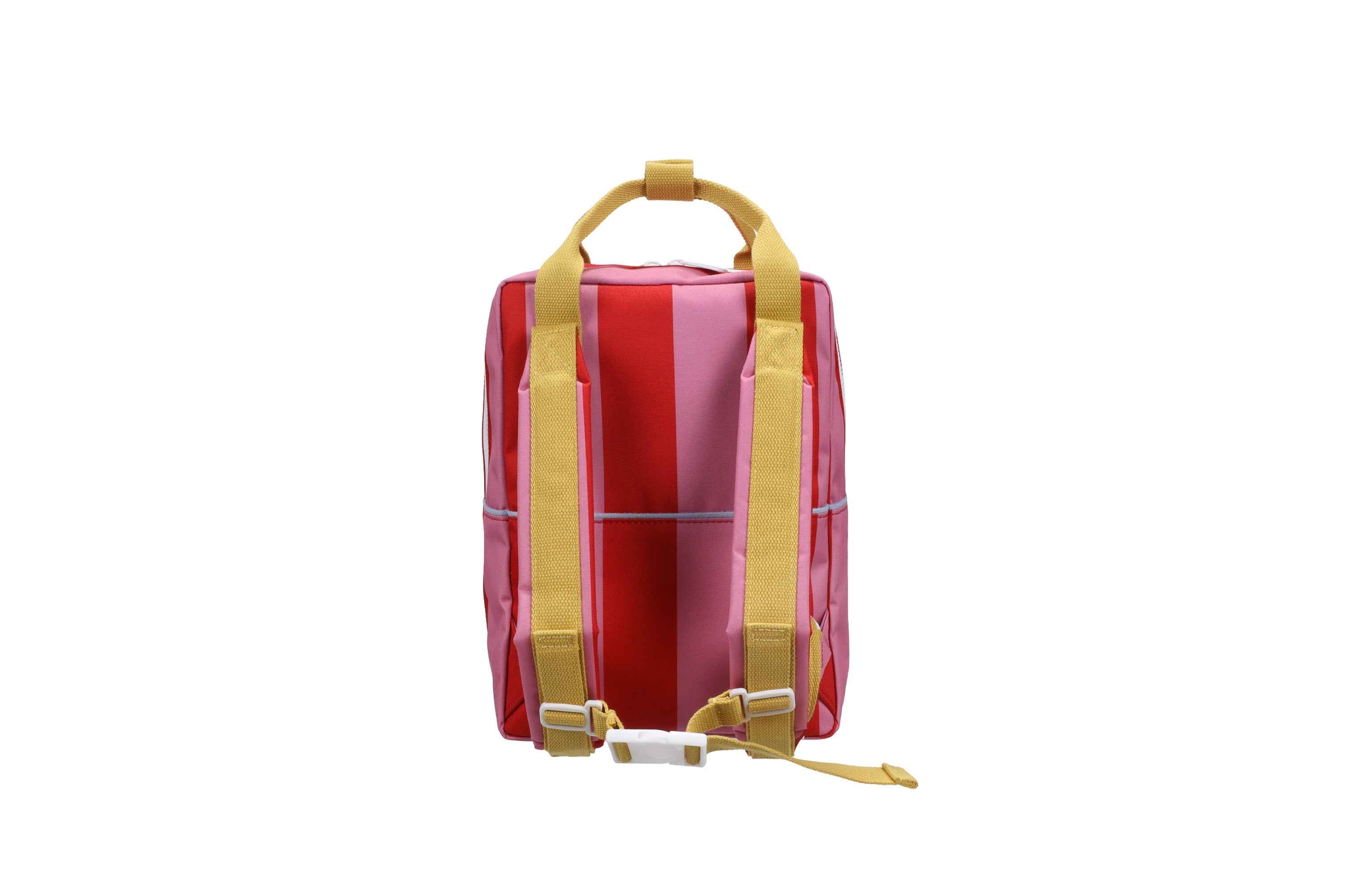 Sticky Lemon | backpack medium lemon tree stripes red apple + rosebay pink