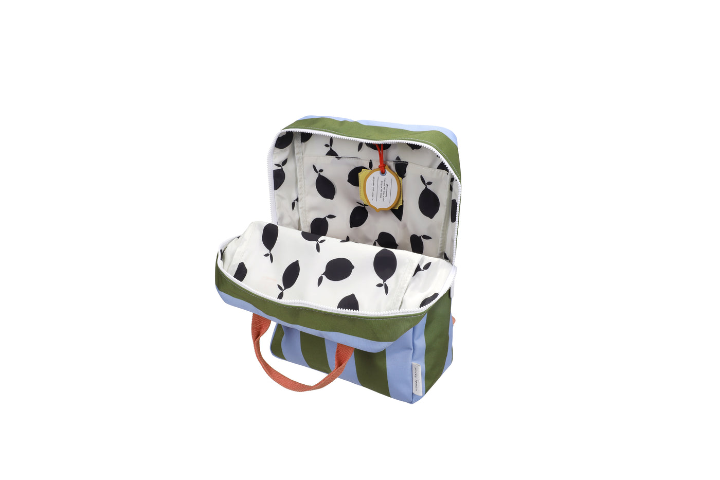 Sticky lemon | backpack large lemon tree stripes tickling grass + cloud blue