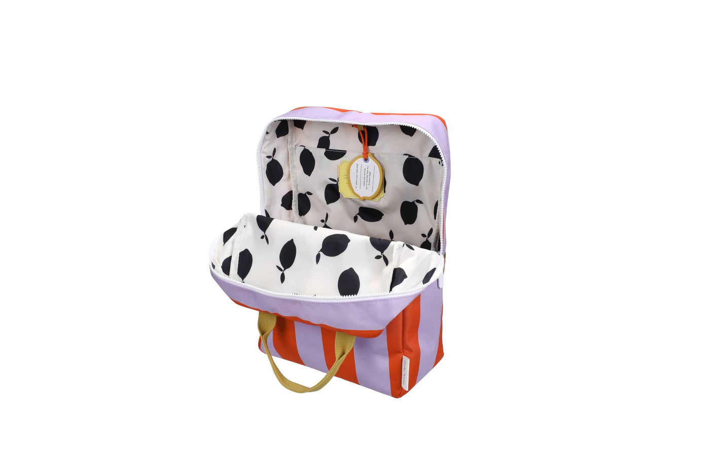 Sticky Lemon | backpack large lemon tree stripes campfire orange + dewi lilac